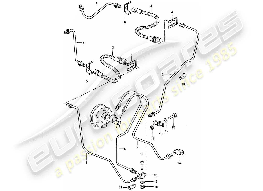 porsche 1983 (911) líneas de freno diagrama de piezas