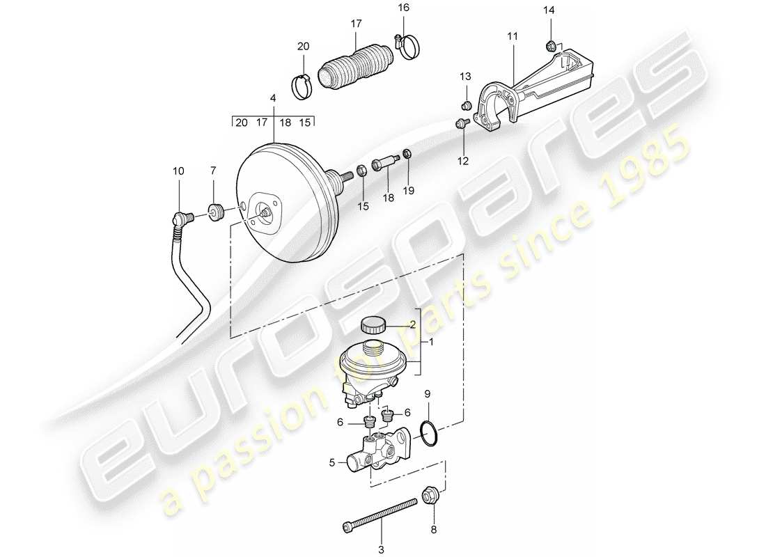 porsche 2009 997-2 turbo / gt2 cilindro maestro del freno diagrama de piezas