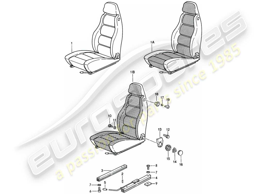 porsche 1983 (928) asiento delantero - d >> - mj 1984 diagrama de piezas