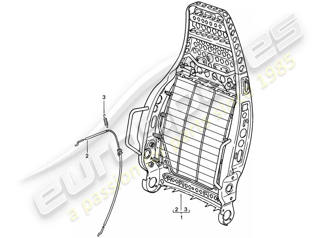 porsche 1983 (928) asiento deportivo - regulable electricamente - estructura del respaldo - piezas individuales - d - mj 1985>> esquema de piezas