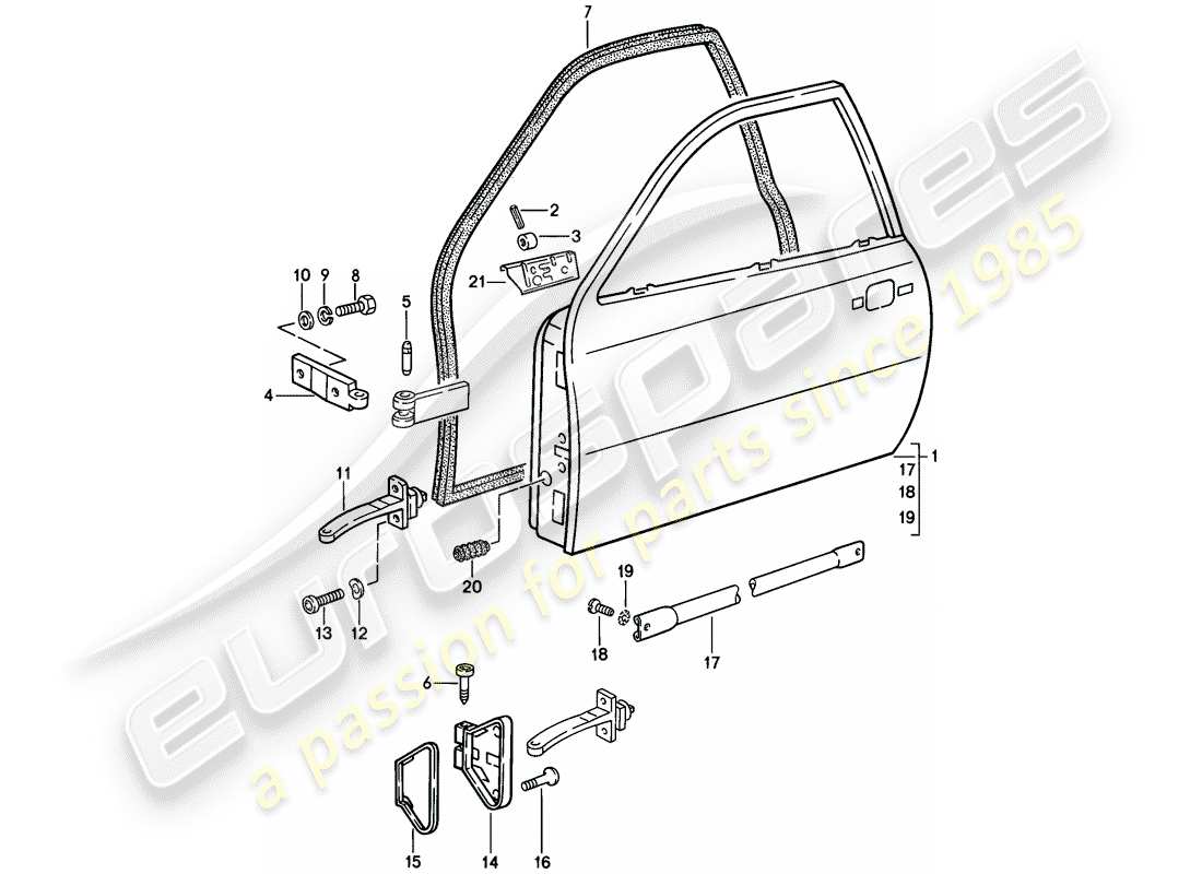 porsche 1982 (944) puerta diagrama de piezas
