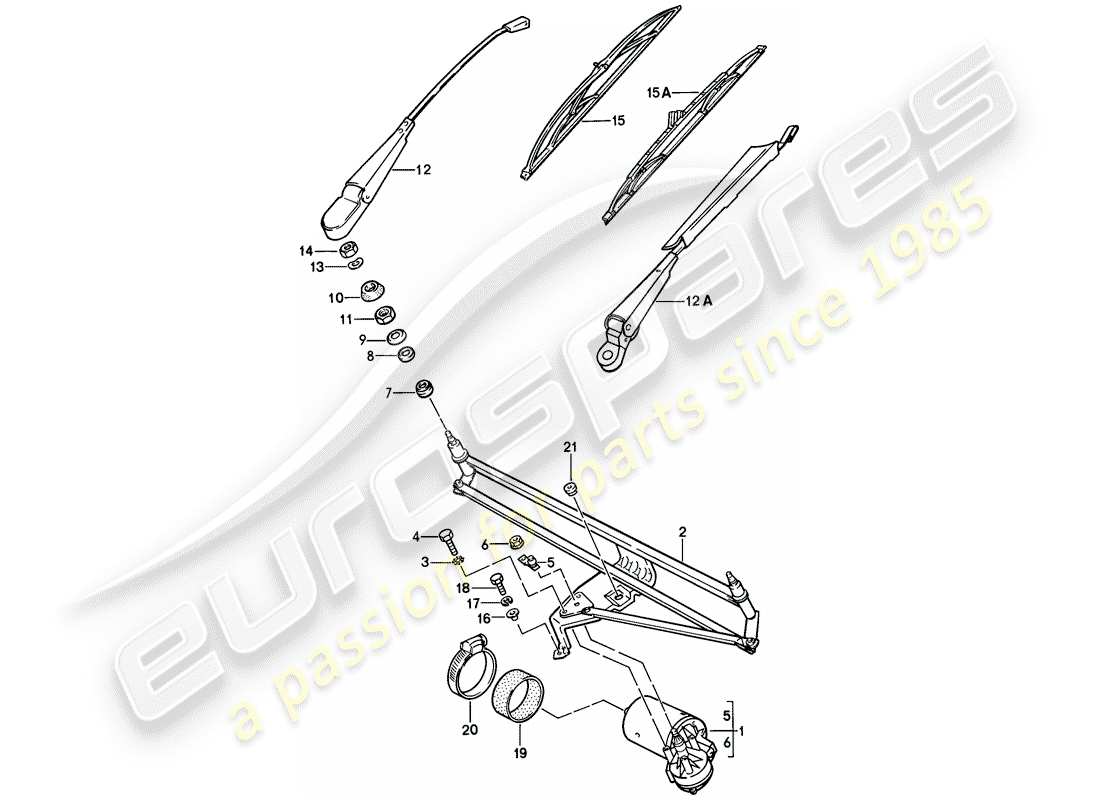 porsche 1982 (928) sistema de limpiaparabrisas diagrama de piezas