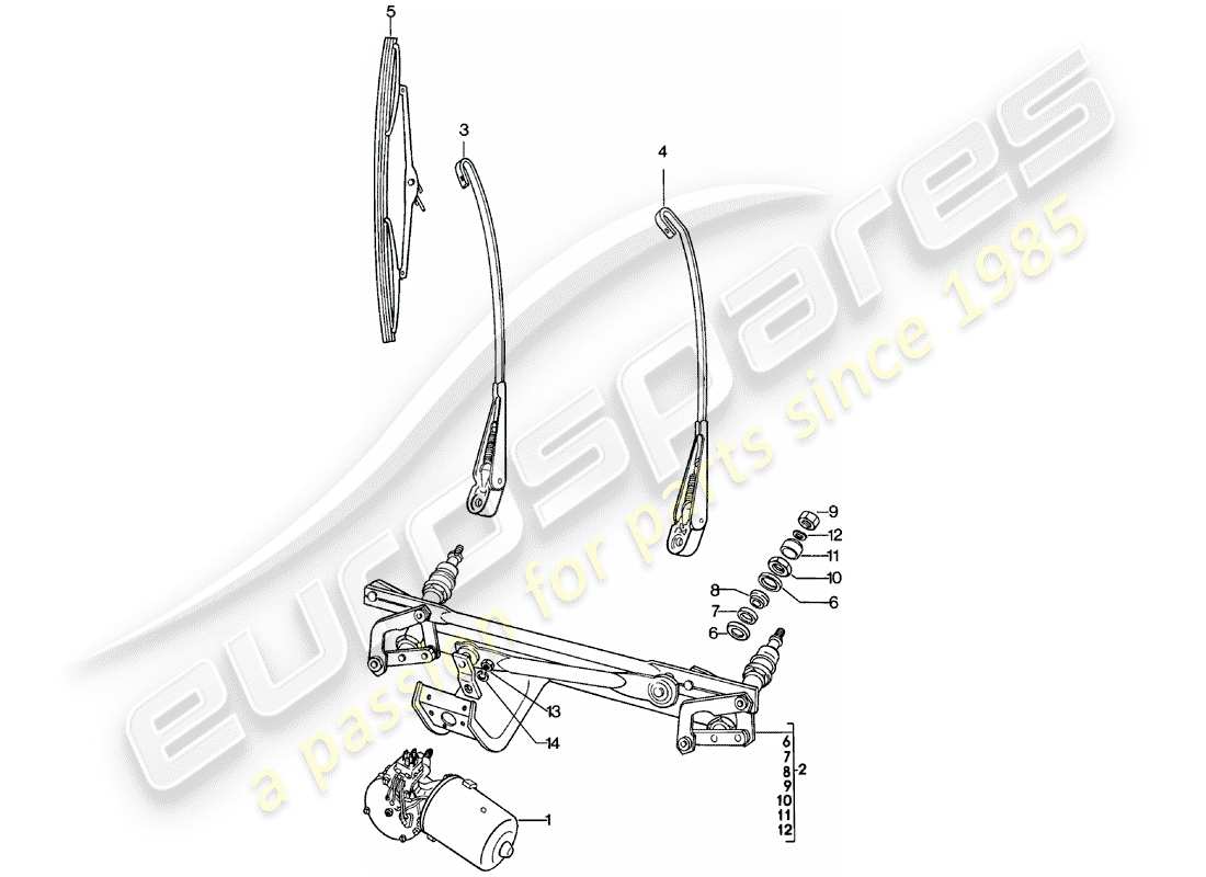 porsche 1982 (911) sistema de limpiaparabrisas diagrama de piezas