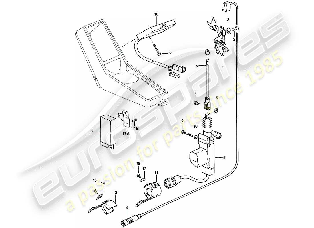 porsche 1986 (911) sistema de cierre centralizado diagrama de piezas