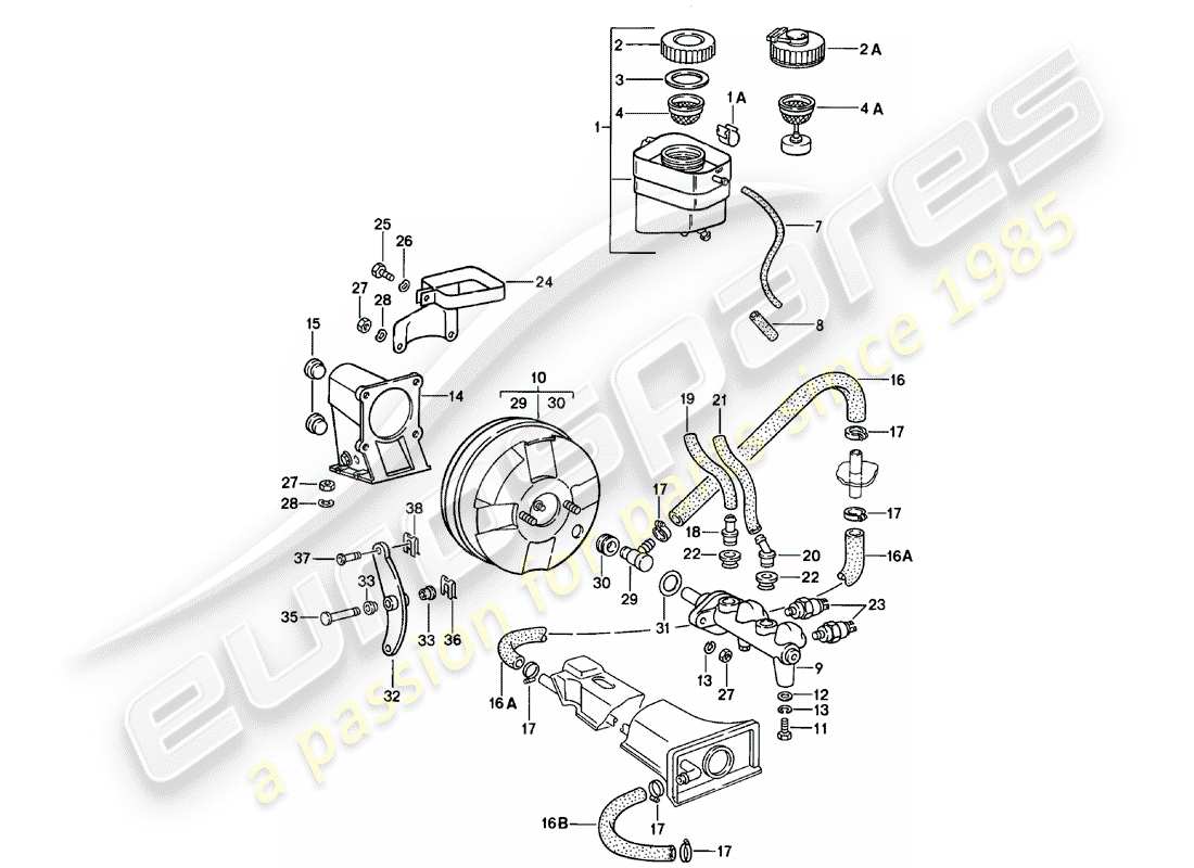 porsche 1978 (911) depósito para - líquido de frenos diagrama de piezas