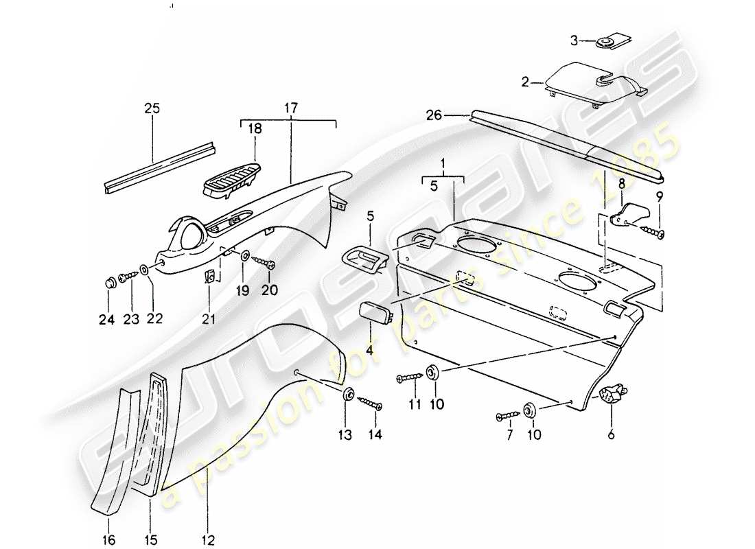 porsche 1998 (993) equipamiento interior - d - mj 1996>> diagrama de piezas