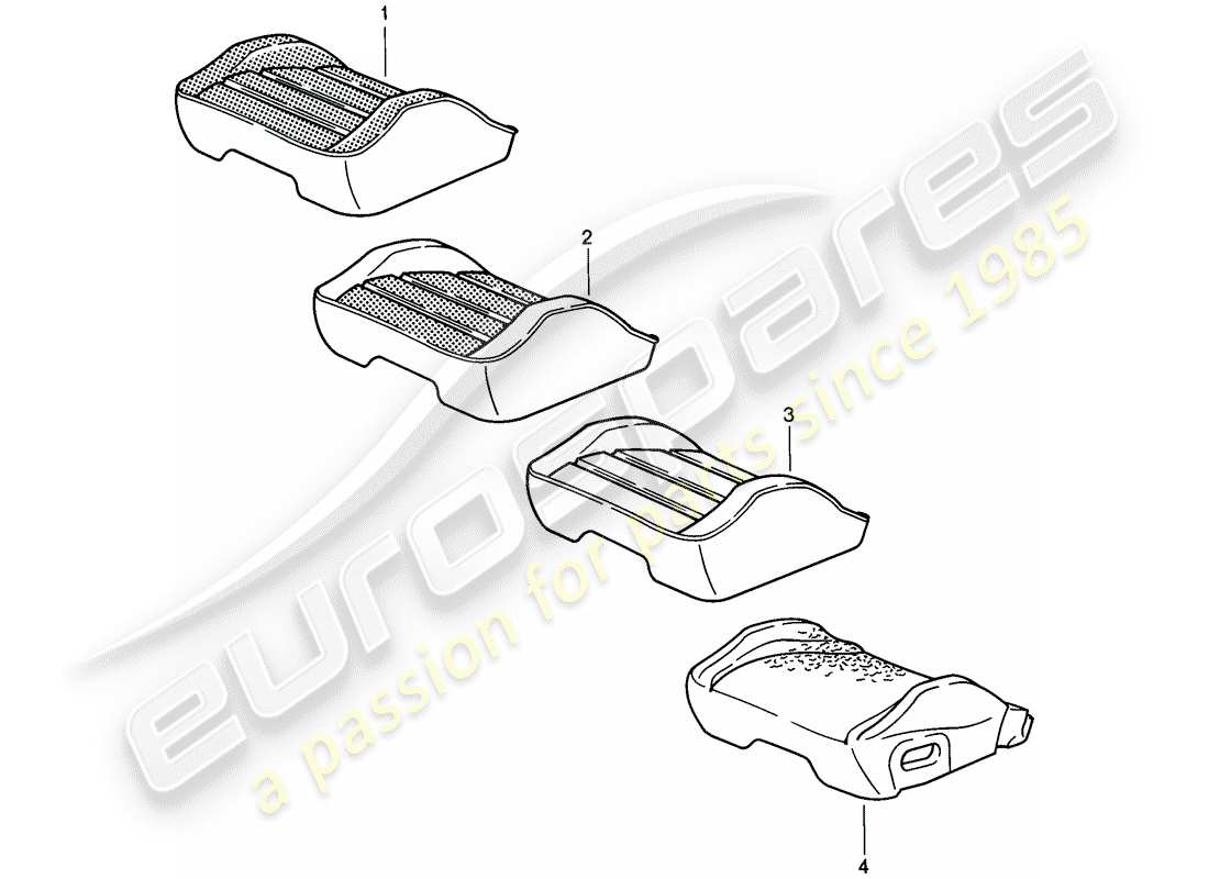porsche 1985 (911) asiento deportivo - funda - d - mj 1985>> diagrama de piezas