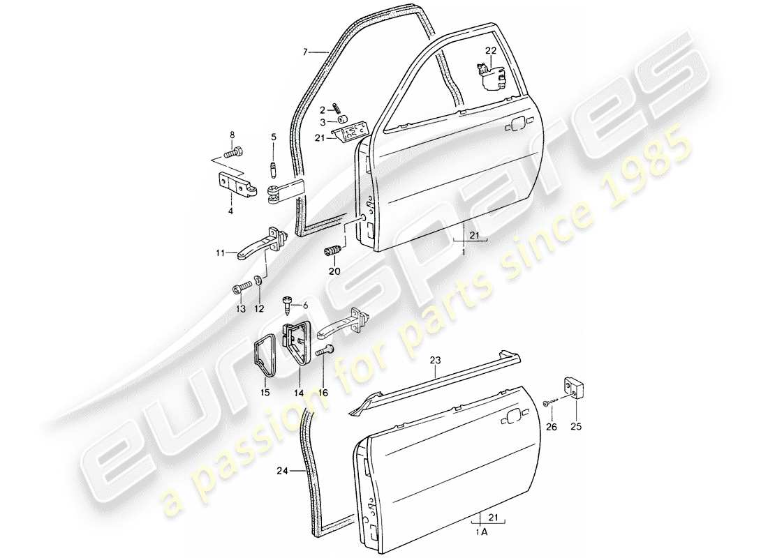 porsche 1994 (968) puerta diagrama de piezas