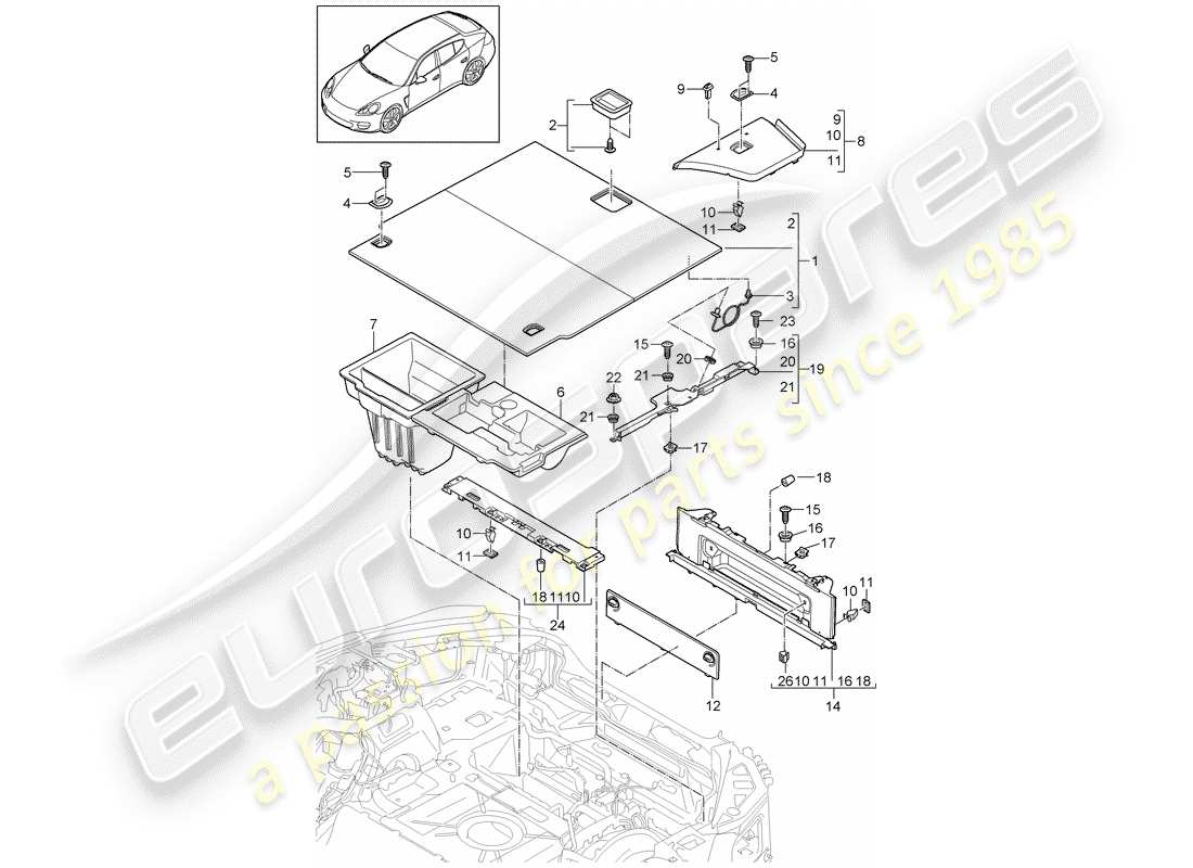 porsche 2015 (panamera 970) adornos diagrama de piezas