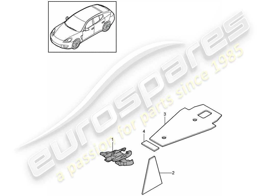 porsche 2015 (panamera 970) absorbente de sonido diagrama de piezas