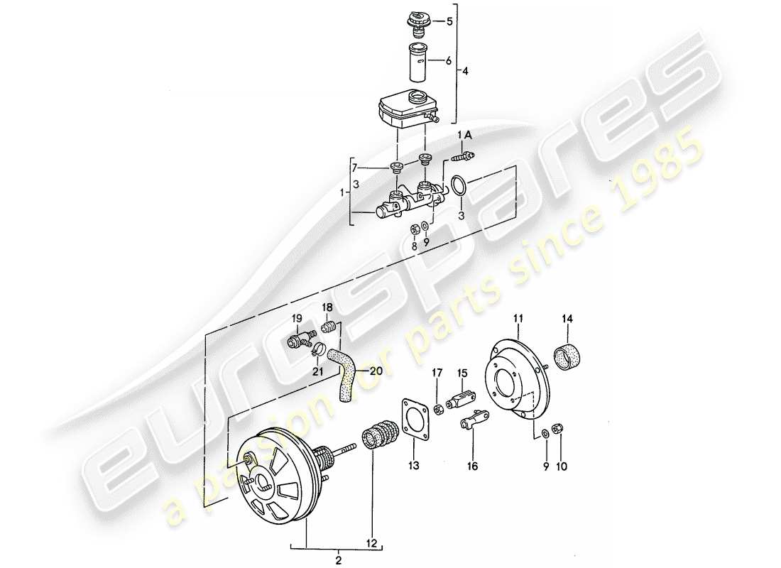 porsche 1993 (968) cilindro maestro de freno - refuerzo de freno - depósito diagrama de piezas