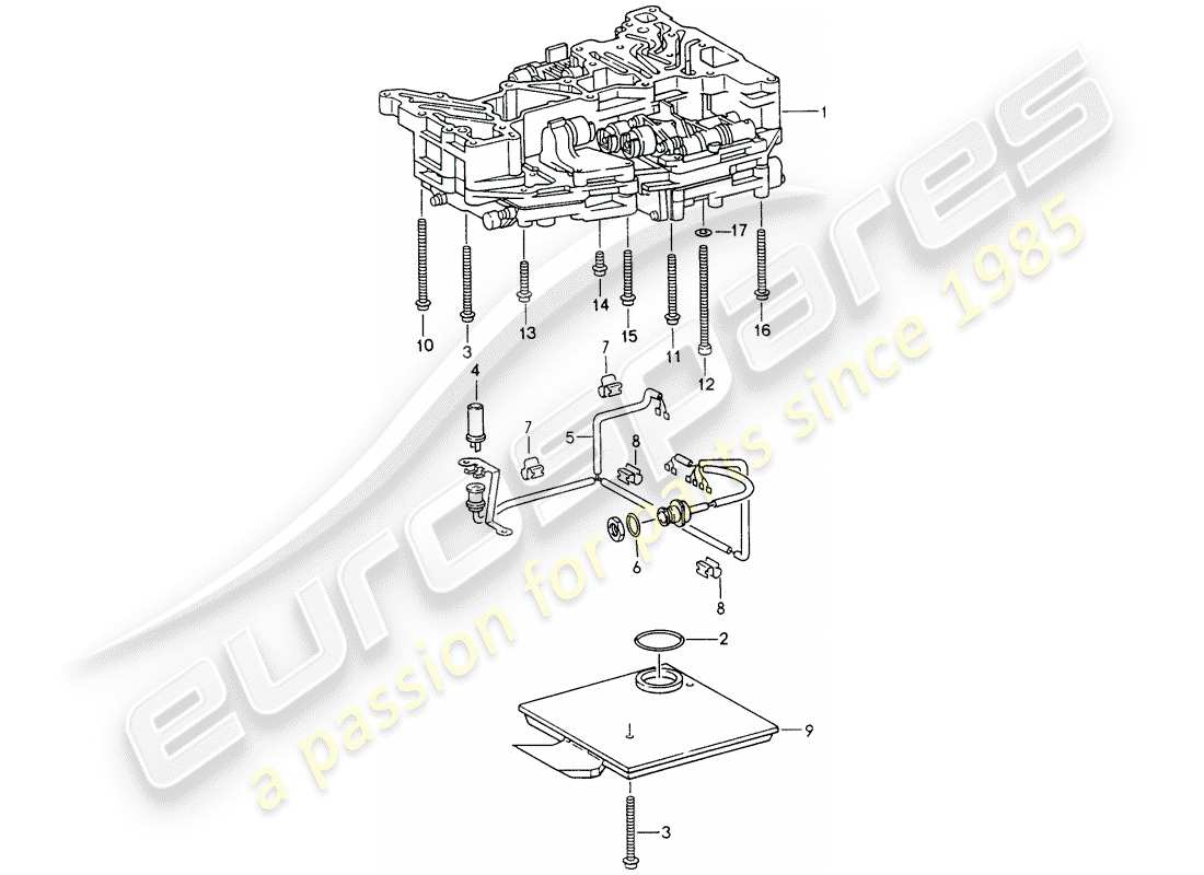 porsche 1994 (993) tiptronic - filtro de aceite - transmisor inductivo - sujetadores - para - unidad de interruptor diagrama de piezas