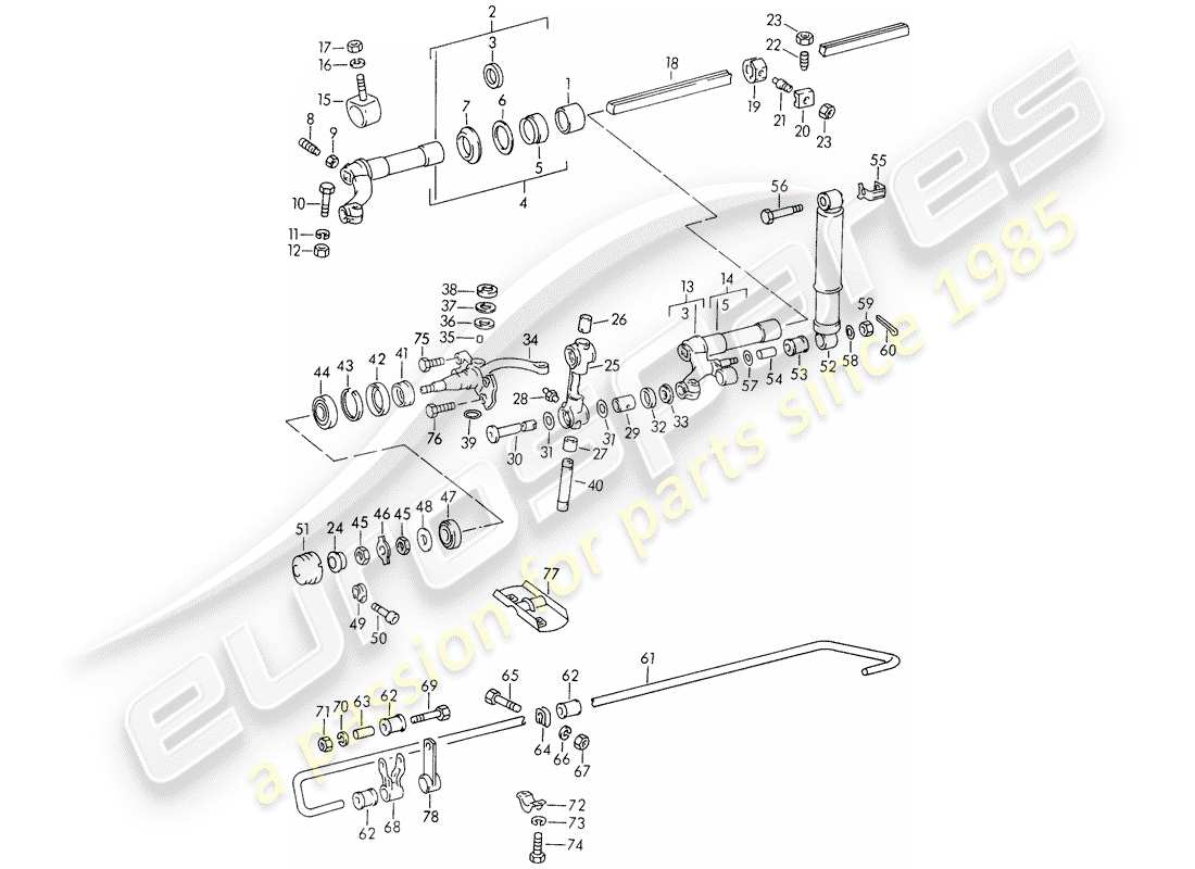 porsche 1958 (356/356a) eje delantero - lubricantes diagrama de piezas