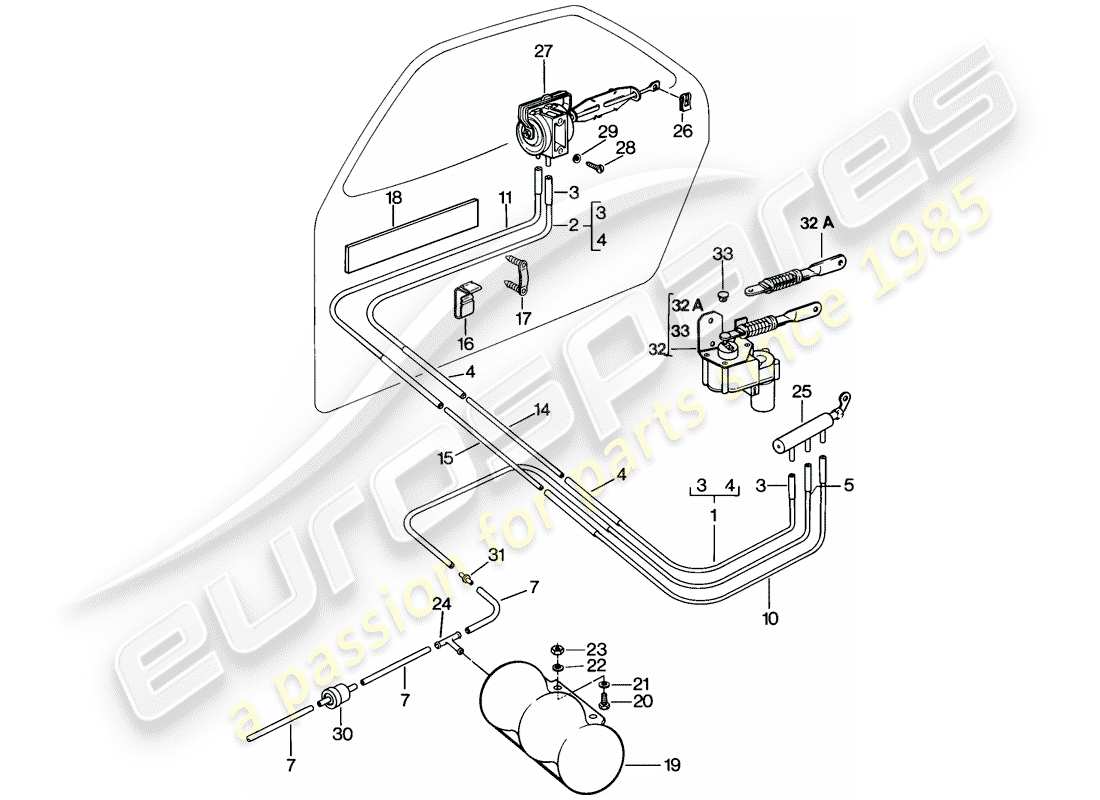 porsche 1981 (928) sistema de cierre centralizado diagrama de piezas