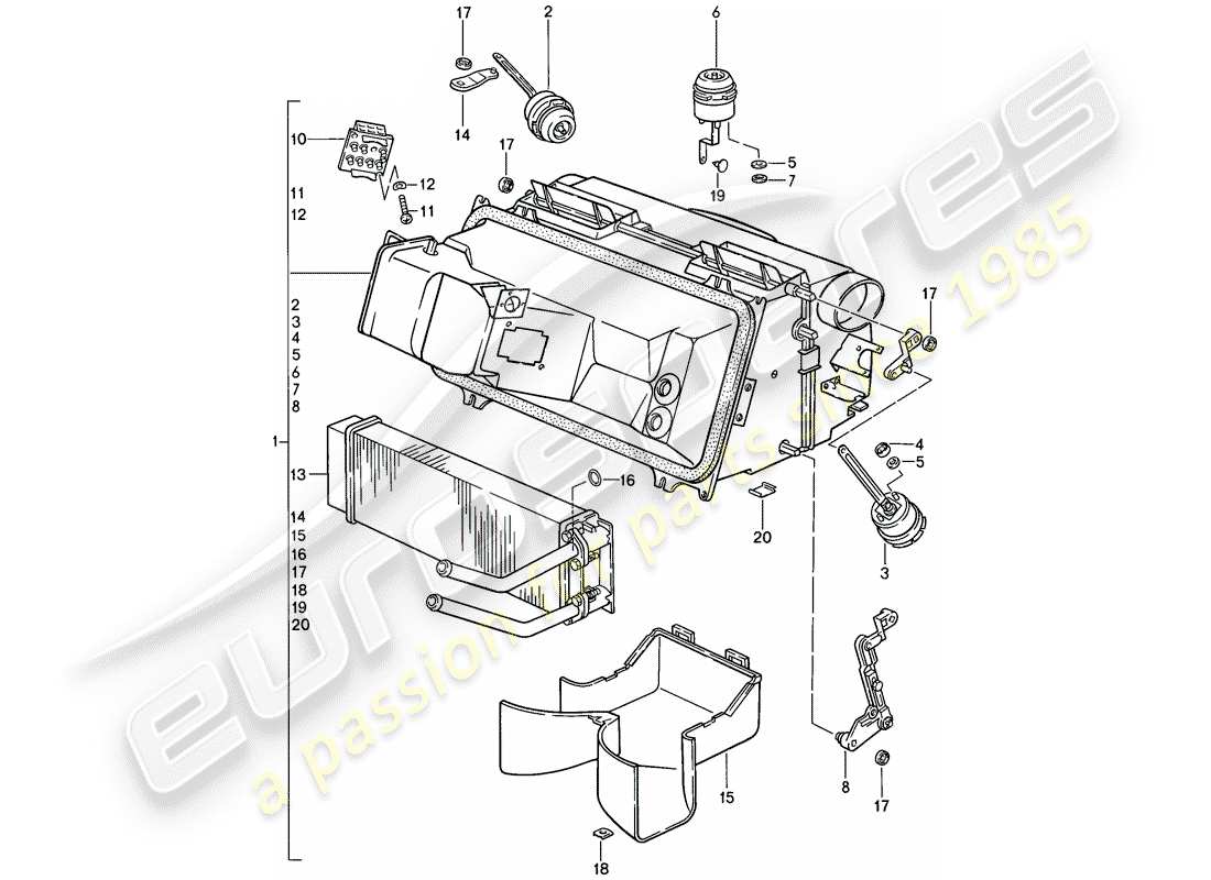 porsche 1982 (928) calentador diagrama de piezas