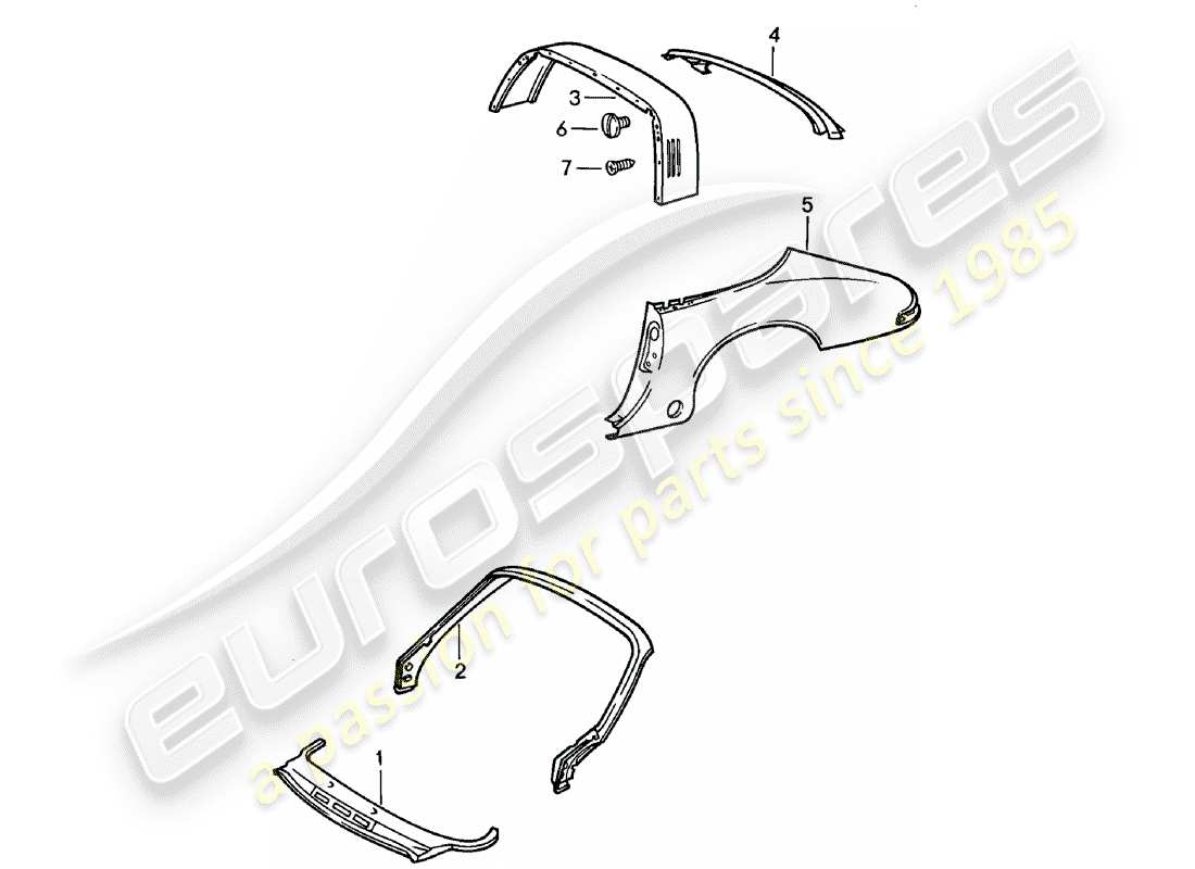 porsche 1981 (911) paneles exteriores - a medida uso material de taller diagrama de piezas