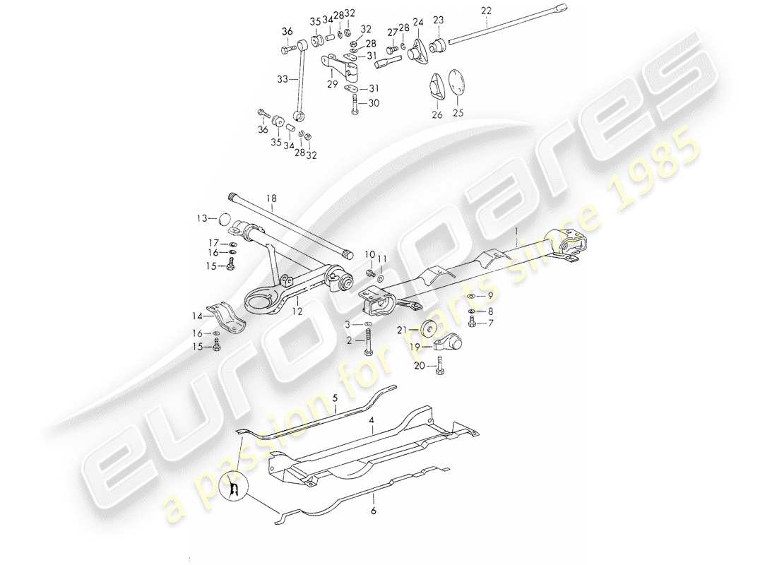 porsche 1972 (911) eje delantero - estabilizador diagrama de piezas