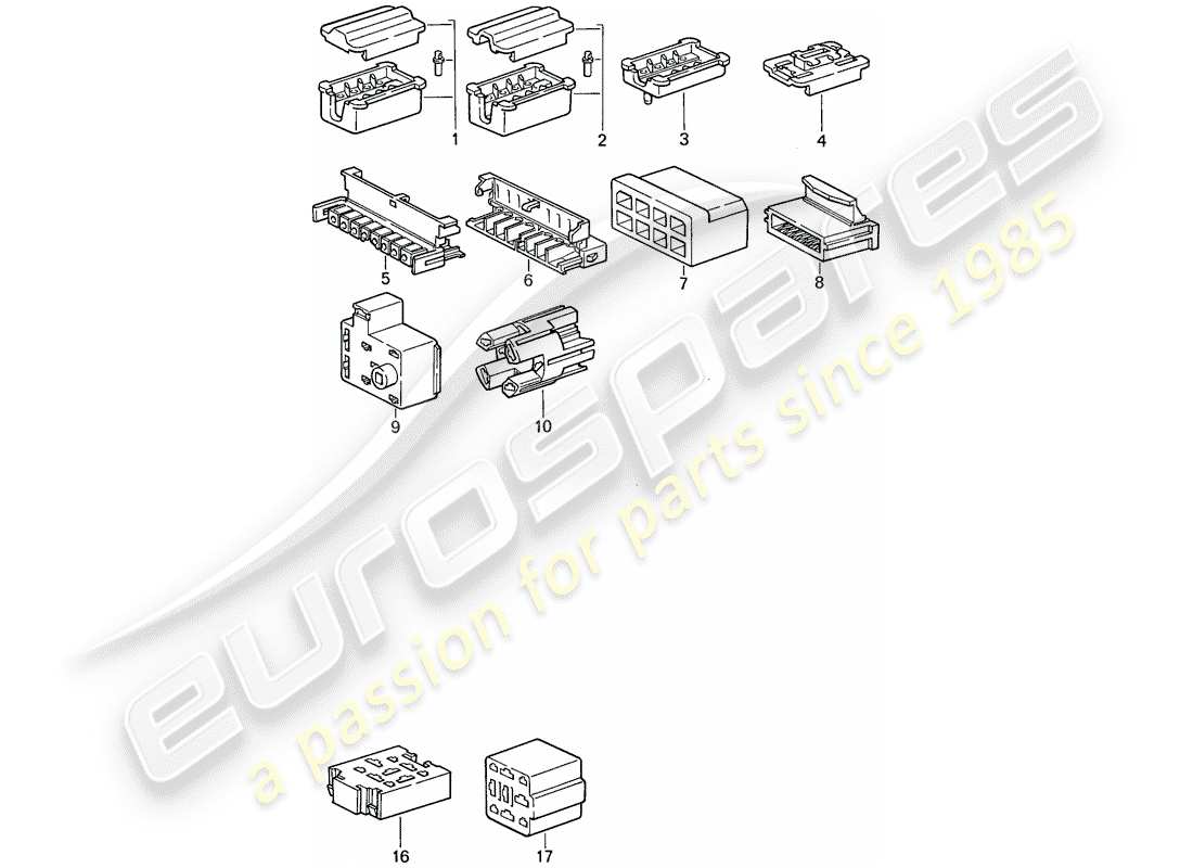 porsche 1981 (911) carcasa del conector diagrama de piezas