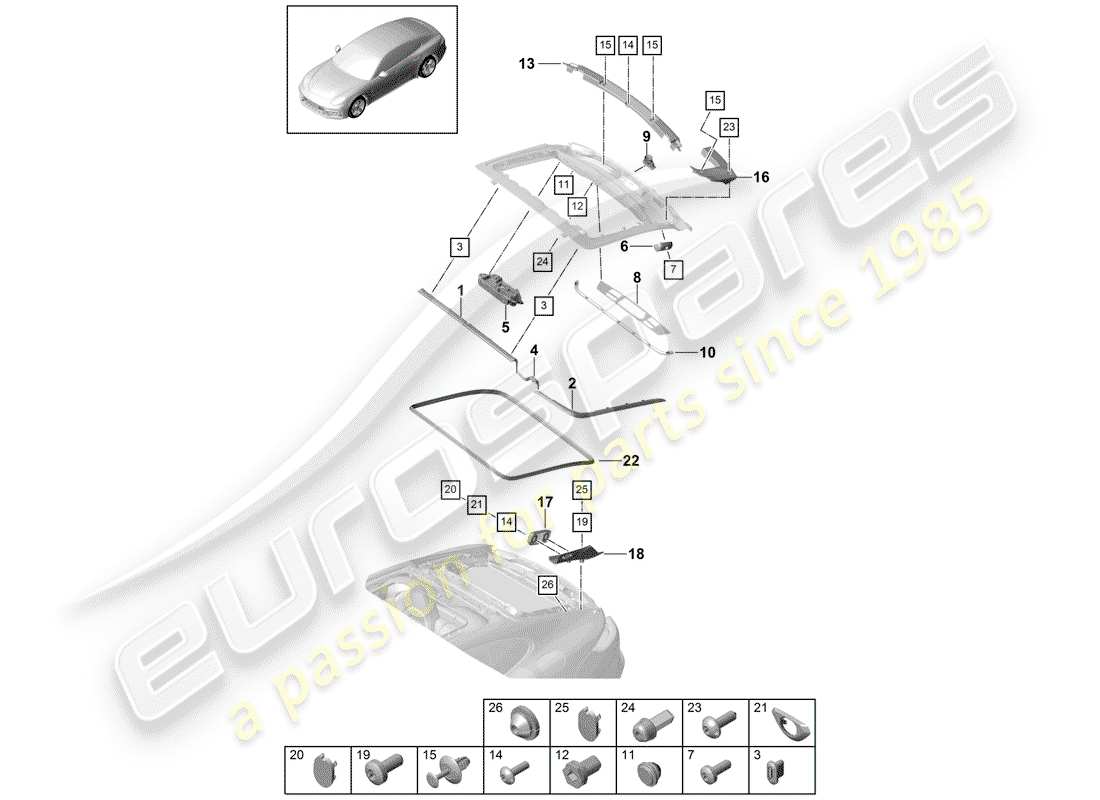 porsche 2018 (panamera 971-1) juntas diagrama de piezas