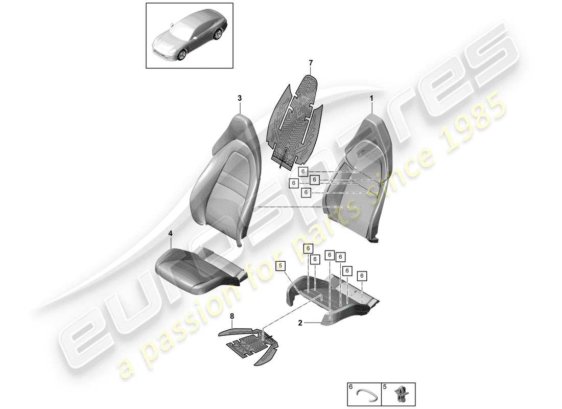 porsche 2018 (panamera 971-1) diagrama de piezas de seat