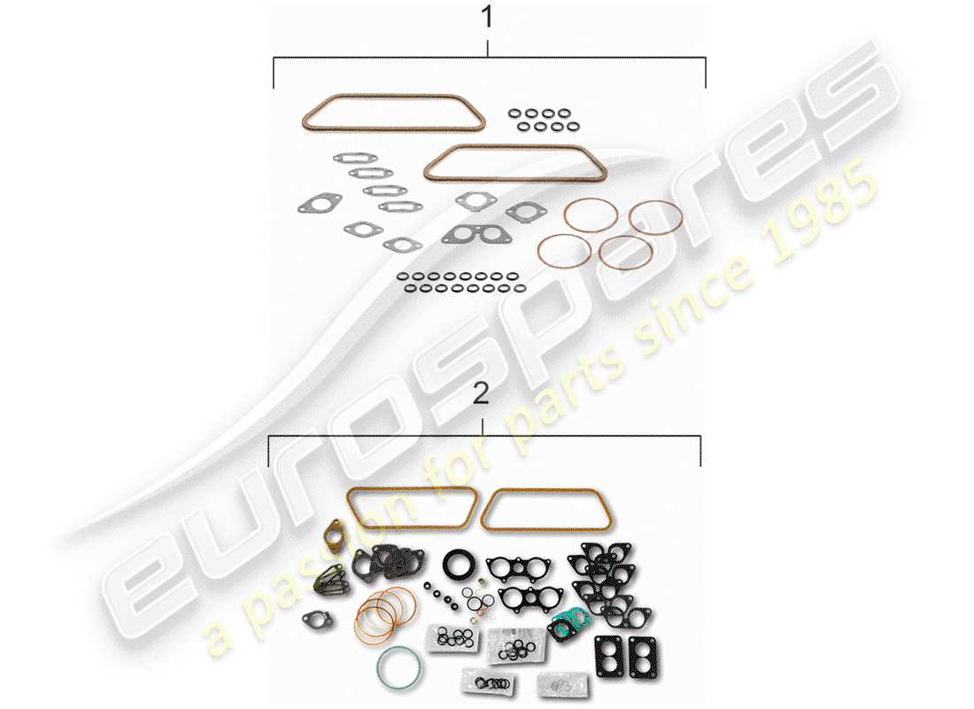 porsche 1954 (356/356a) juego de juntas diagrama de piezas