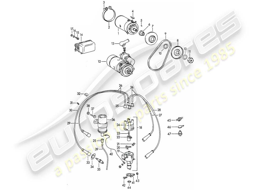porsche 1962 (356b/356c) equipo eléctrico - motor diagrama de piezas