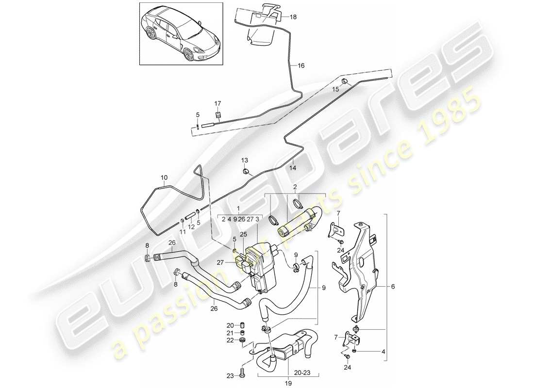 porsche 2011 (panamera 970) calentador adicional diagrama de piezas