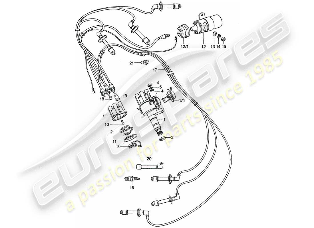 porsche 1976 (911) electricidad del motor diagrama de piezas