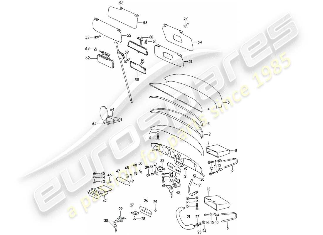 porsche 1965 (356b/356c) tablero - accesorios diagrama de piezas