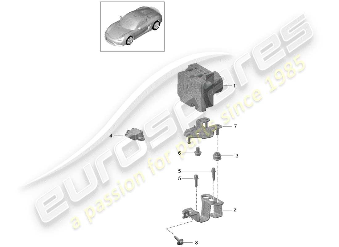 porsche 2016 (981 boxster spyder) diagrama de piezas de la unidad hidráulica
