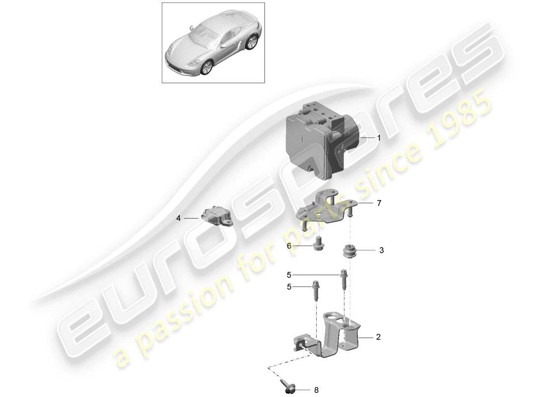 porsche 2017 (718 cayman) unidad hidraulica diagrama de piezas