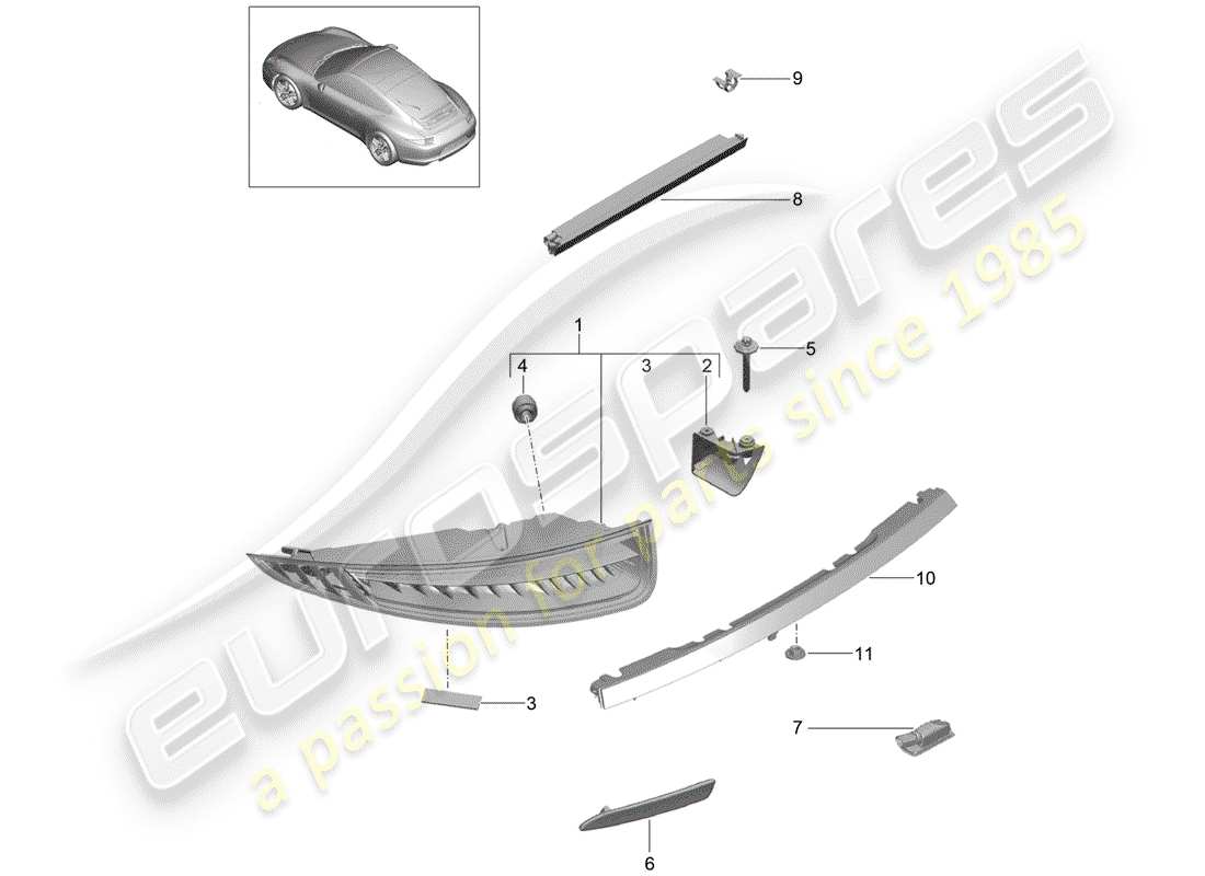 porsche 2014 (991-1) diagrama de piezas de la luz trasera