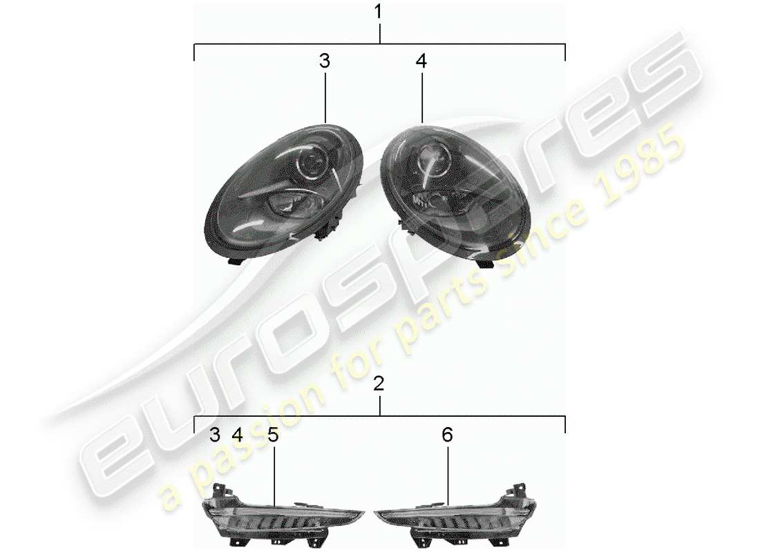 porsche 2017 (tequipment 98x/99x) diagrama de piezas del faro