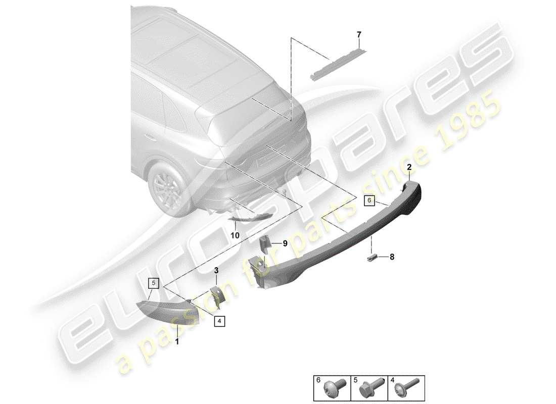 porsche 2020 (cayenne e3 9ya/9yb) diagrama de piezas de la luz trasera