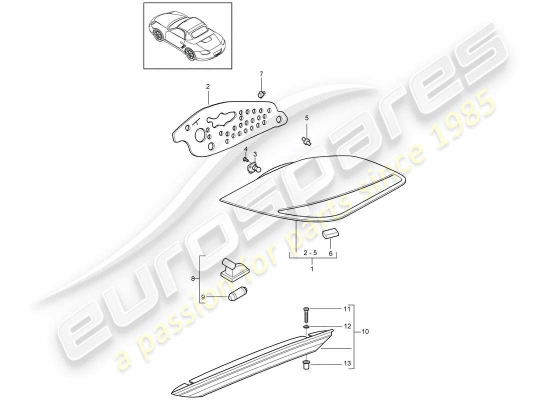 porsche 2012 (987 boxster) luz trasera diagrama de piezas