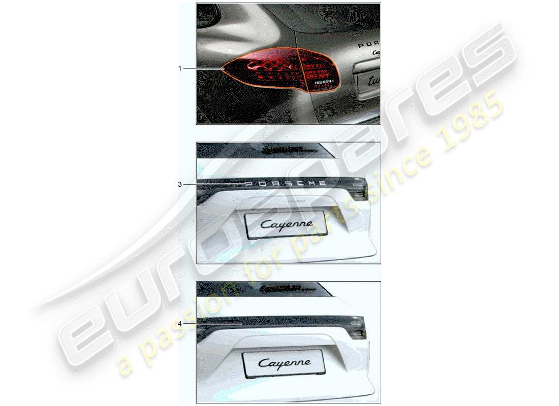 porsche 2013 (tequipment cayenne) diagrama de piezas de la luz trasera
