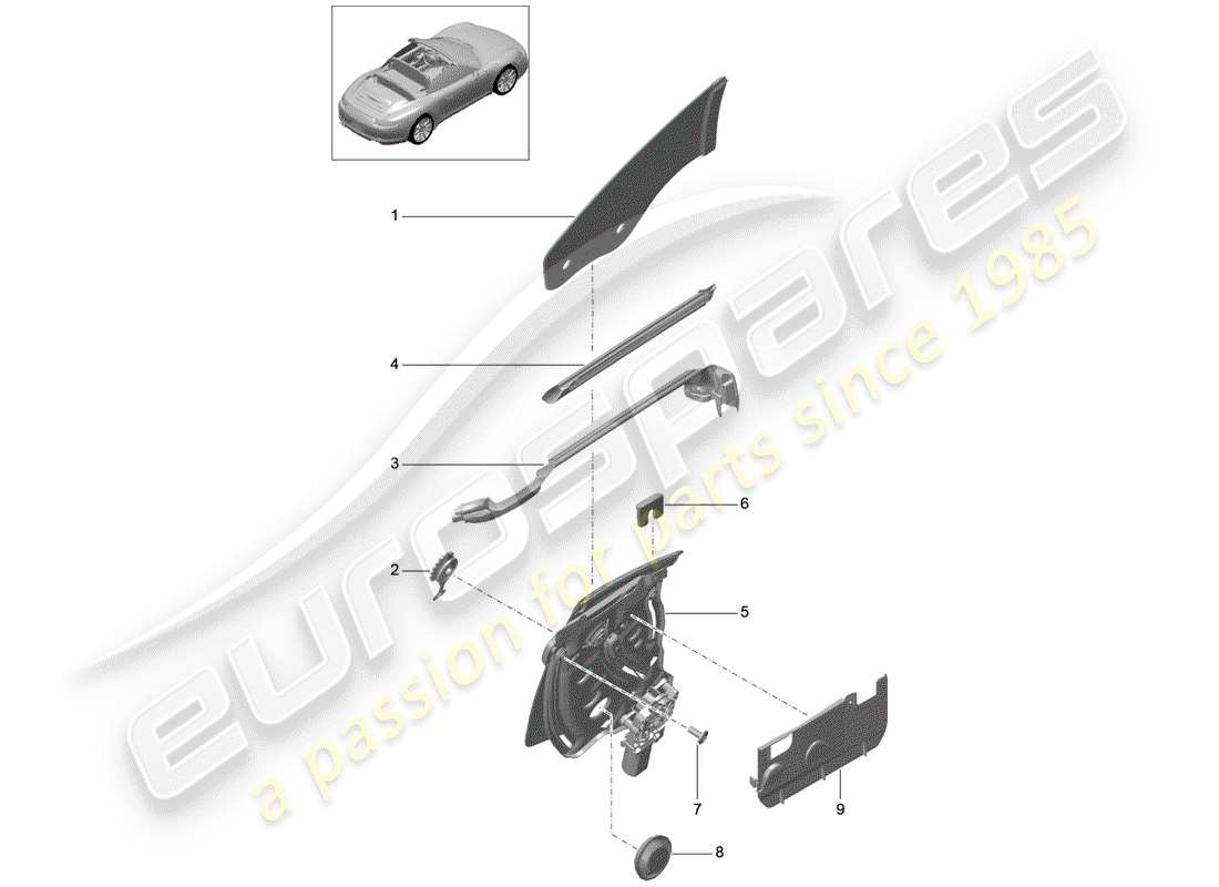 porsche 2014 (991-1) ventana lateral diagrama de piezas