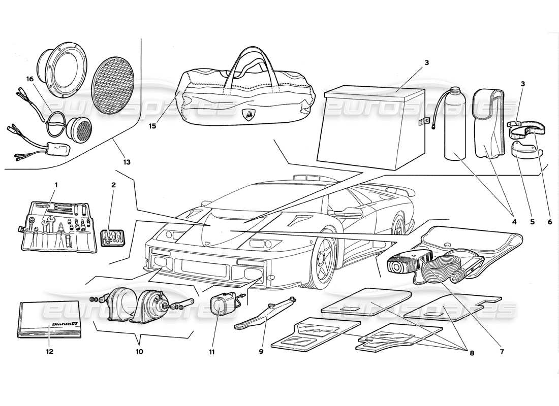 lamborghini diablo gt (1999) accesorios diagrama de piezas