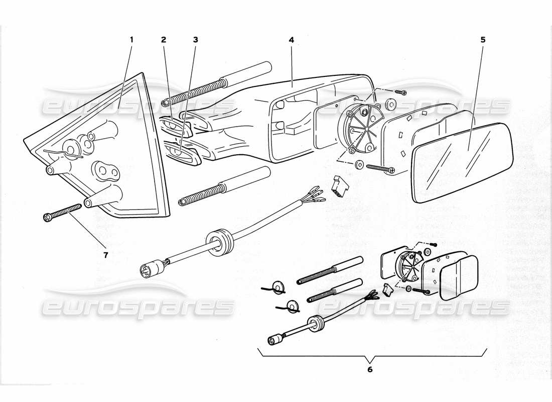 lamborghini diablo gt (1999) espejos retrovisores externos diagrama de piezas