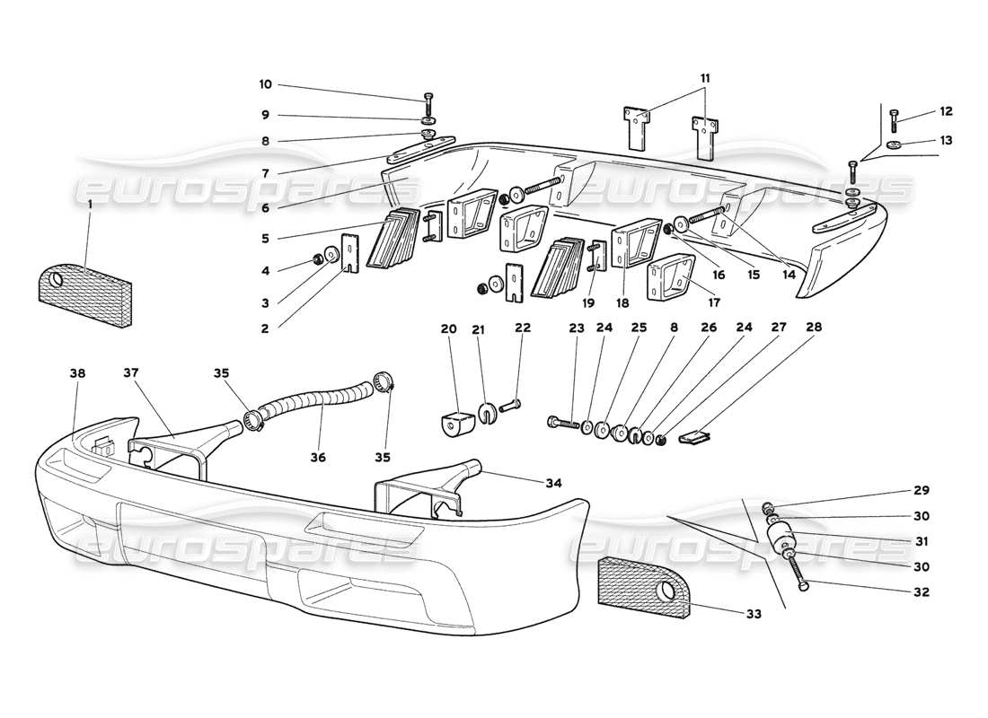 lamborghini diablo 6.0 (2001) diagrama de piezas de parachoques