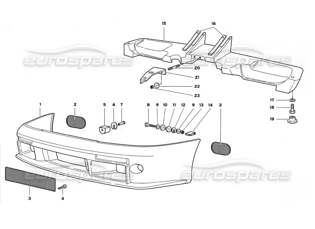 lamborghini diablo gt (1999) diagrama de piezas de parachoques