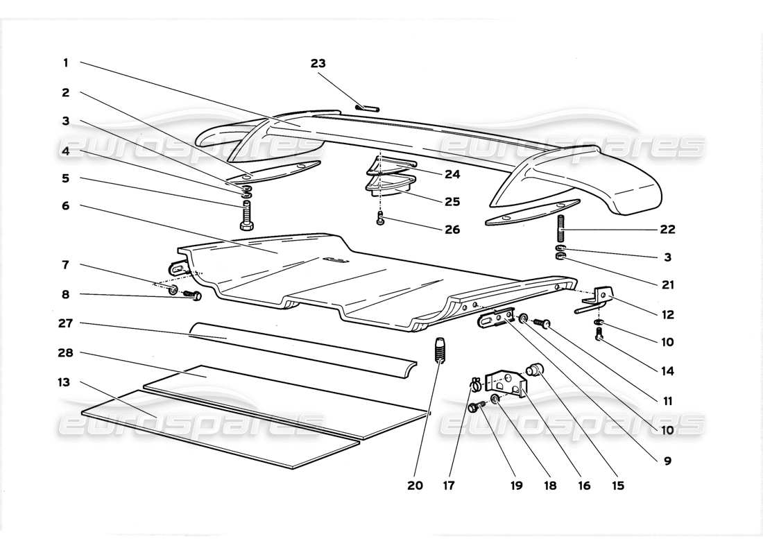 lamborghini diablo gt (1999) alerón trasero diagrama de piezas