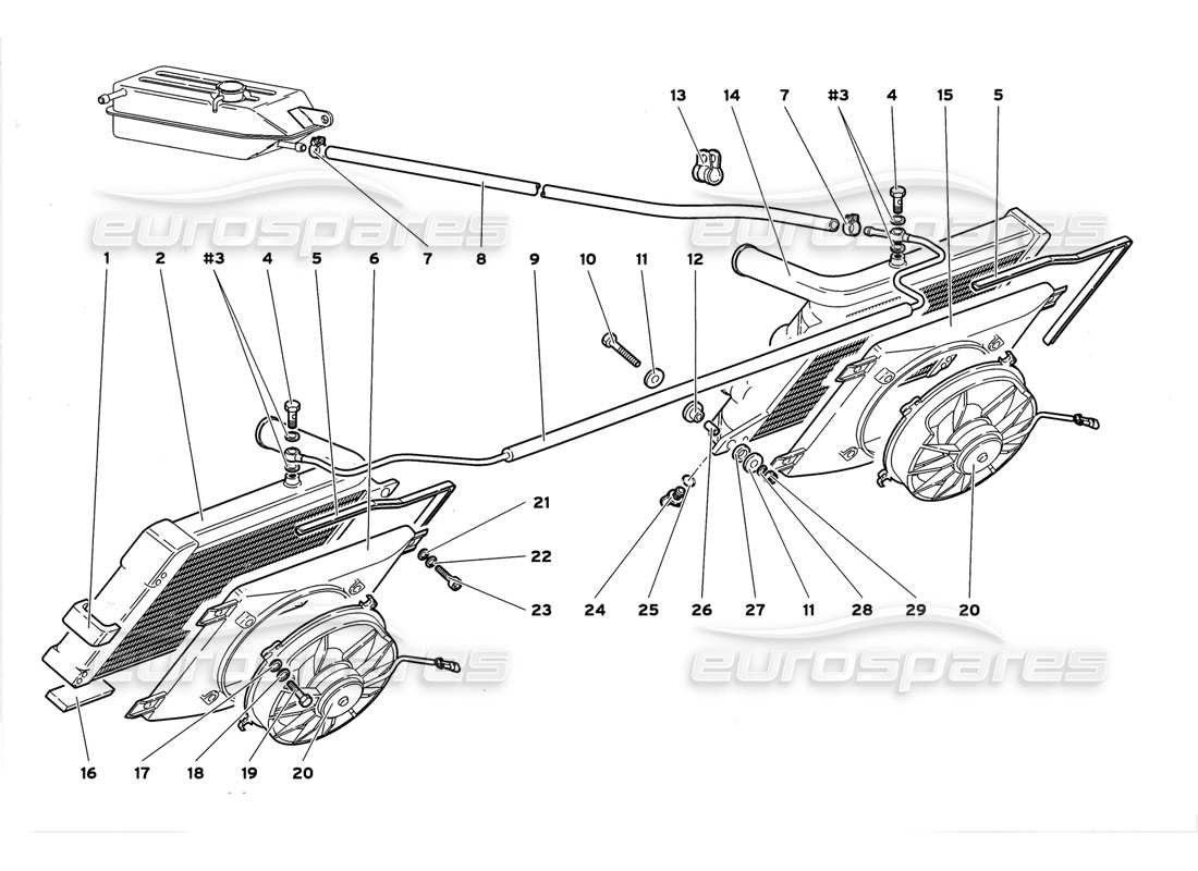 lamborghini diablo gt (1999) radiadores y electroventiladores diagrama de piezas