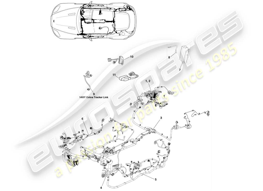 aston martin v8 vantage (2007) arnés corporal, diagrama de piezas del cupé