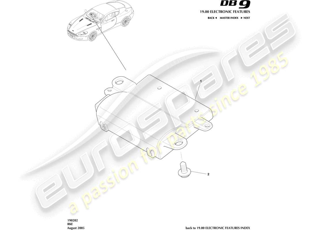 aston martin db9 (2005) rke diagrama de piezas