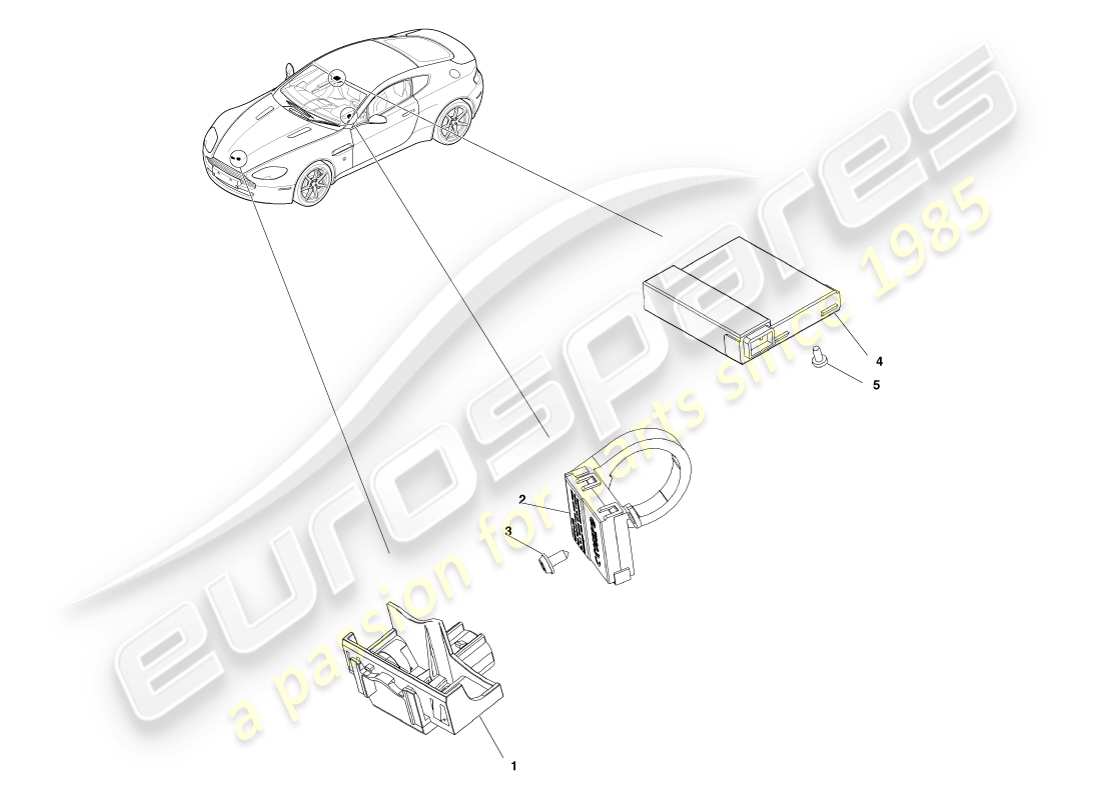 aston martin v8 vantage (2007) diagrama de piezas de interruptores y sensores antirrobo