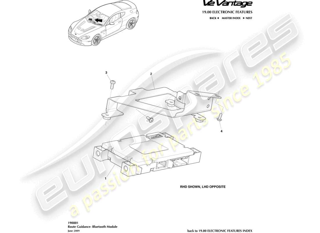 aston martin v12 vantage (2013) diagrama de piezas del subsistema bluetooth