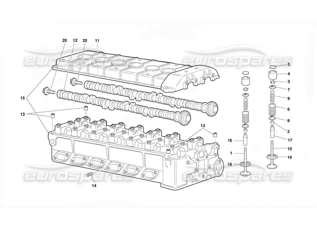 lamborghini diablo (1991) diagrama de pieza derecha de culata