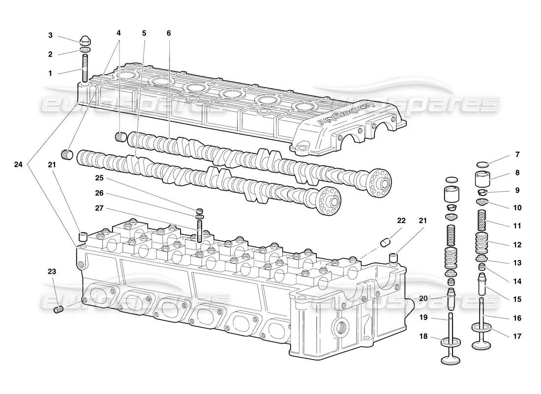 lamborghini diablo sv (1997) culata derecha diagrama de piezas