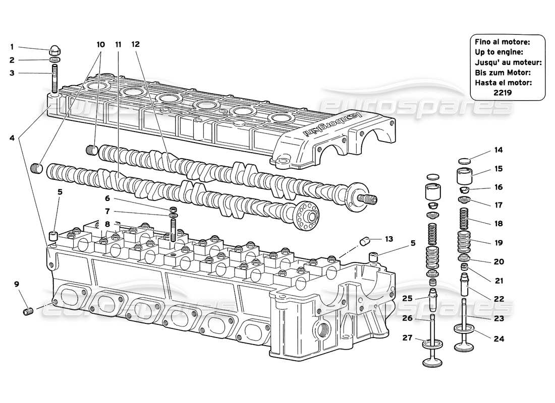 lamborghini diablo sv (1999) culata derecha diagrama de piezas